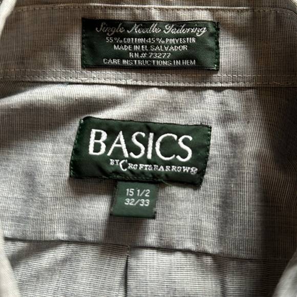 Croft and Borrow Basics Single Needle Tailoring Gray Dress Shirt 15 1/2 - Picture 2 of 2